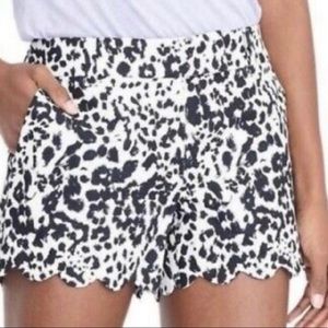 J. Crew Linen Blend Animal Scallop Edge Shorts